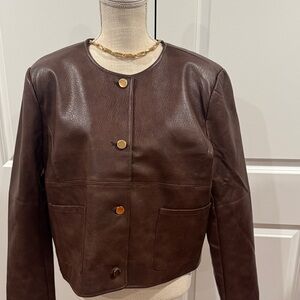 MICHAEL Michael Kors Chocolate Leather Jacket